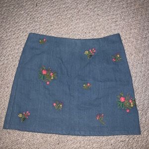 F21 embroidered denim skirt